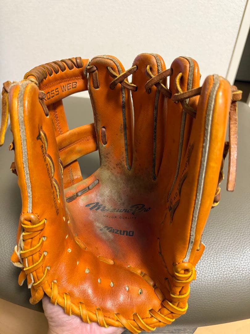 Mizuno Pro 軟式用レザーグローブ オレンジ　ビックM