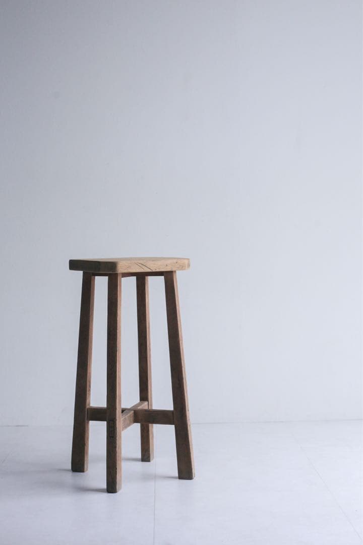 ハイスツール　無垢材　花台　展示台　古家具　カウンターチェア 古道具