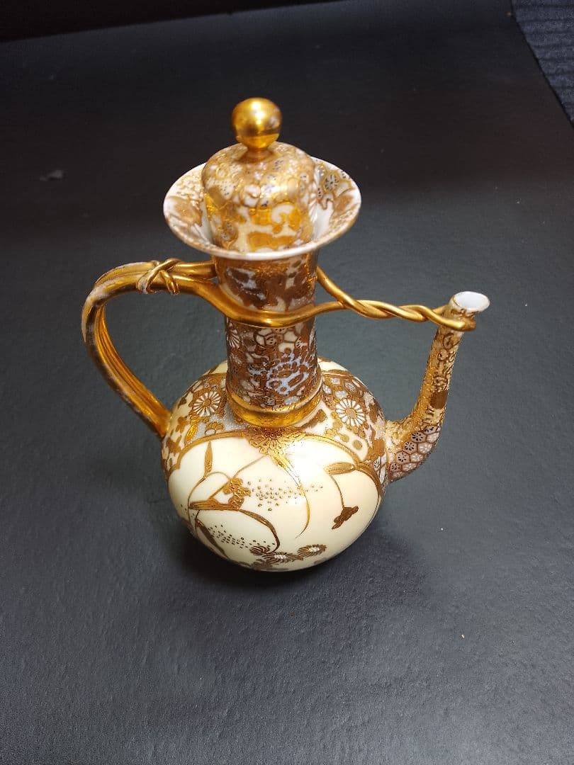 明治輸出品 瀬戸焼名工「加藤春光製」オールドニッポン 銘あり 水差し ポット