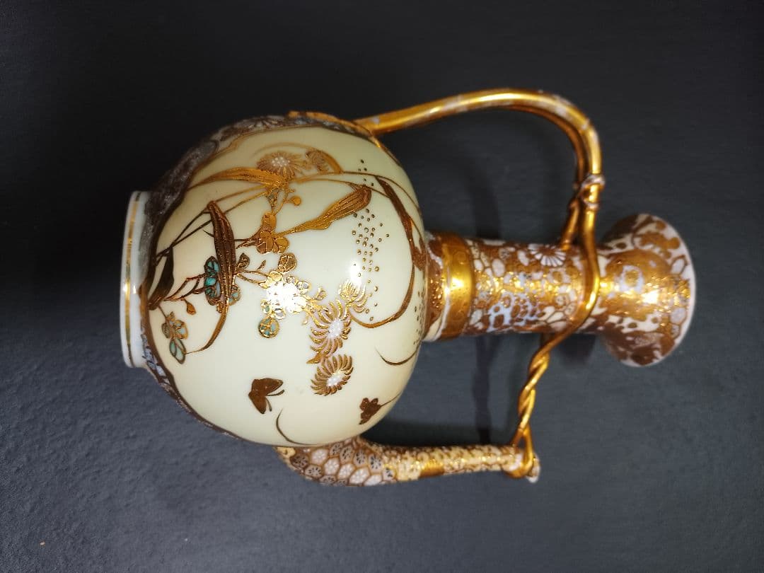 明治輸出品 瀬戸焼名工「加藤春光製」オールドニッポン 銘あり 水差し ポット
