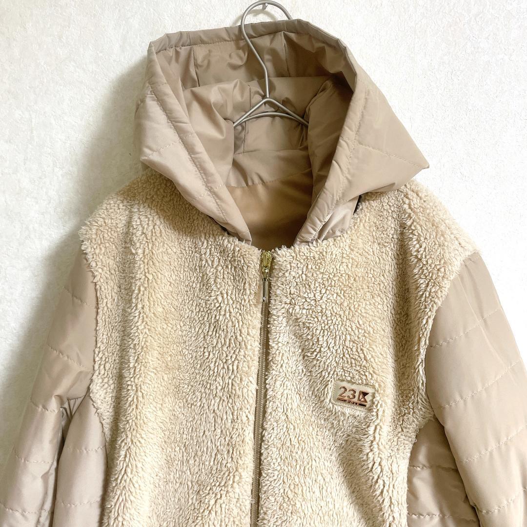 23区GOLF ボア 中綿ジャケット ライナー フード付き Ⅱ M ベージュ系