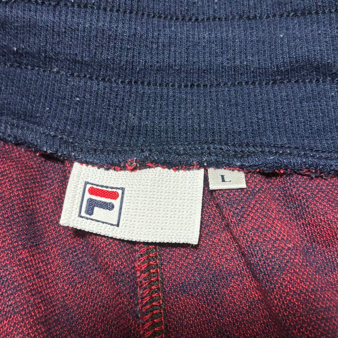 フィラFILA テニスウェア ニット総柄シャツ&ショートパンツ 上下セットアップ