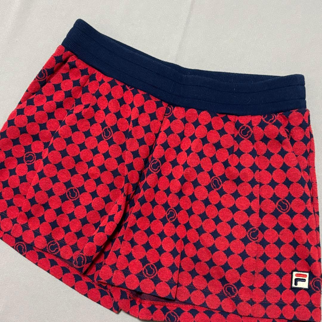 フィラFILA テニスウェア ニット総柄シャツ&ショートパンツ 上下セットアップ