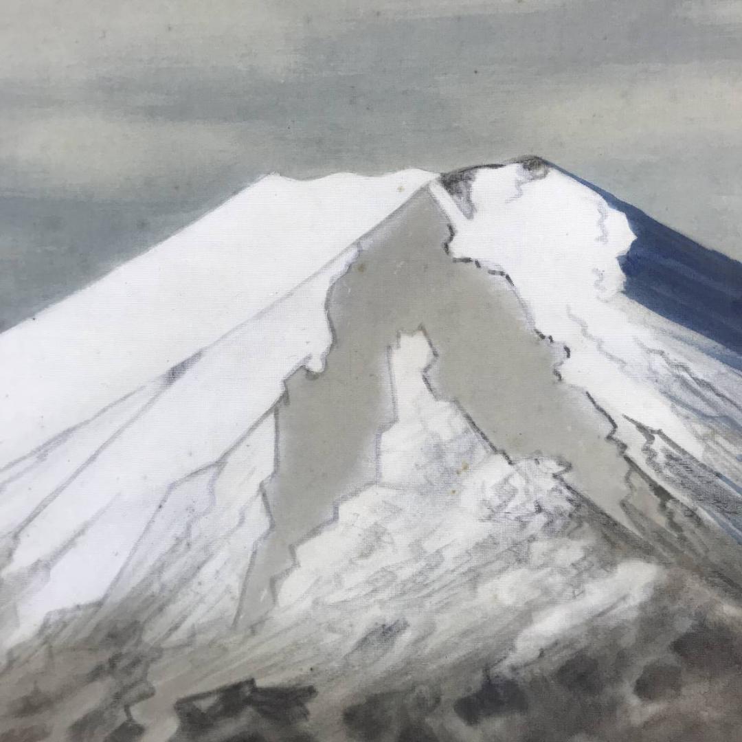 【真作】小井上曻/富岳図/富士山図/横物/掛軸/名家伝来/AB-943