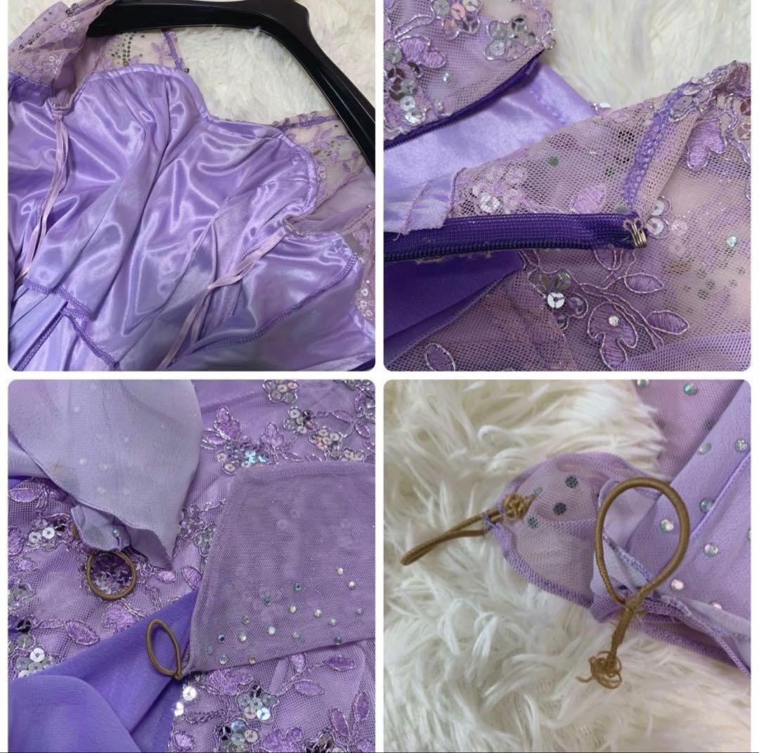 専用♡【豪華装飾/パープル◆社交ダンスドレス】M相当 ビジュー 競技 デモ 衣装
