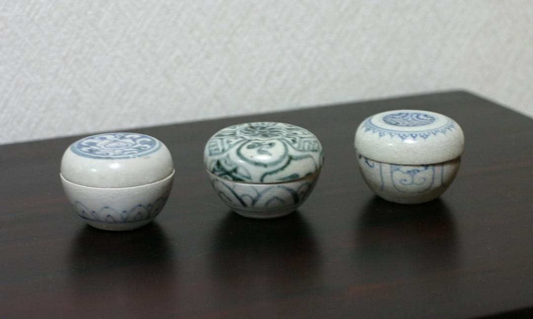 ベトナム陶器　染付合子　海上がり陶器　アンティーク　香合　ホイアン難破船