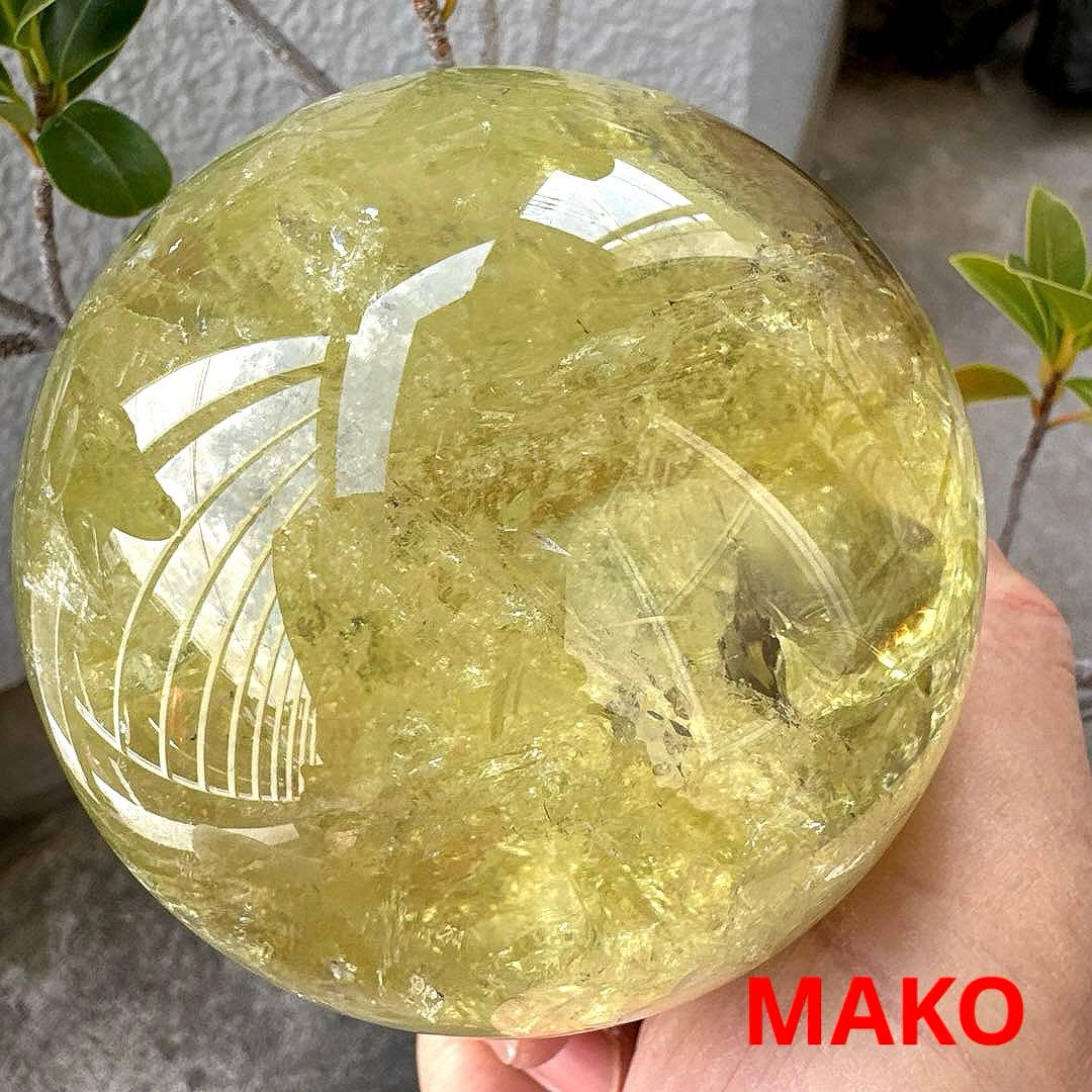 M1833☆シトリン丸玉90mm1.0Kg☆天然石　原石☆N51009