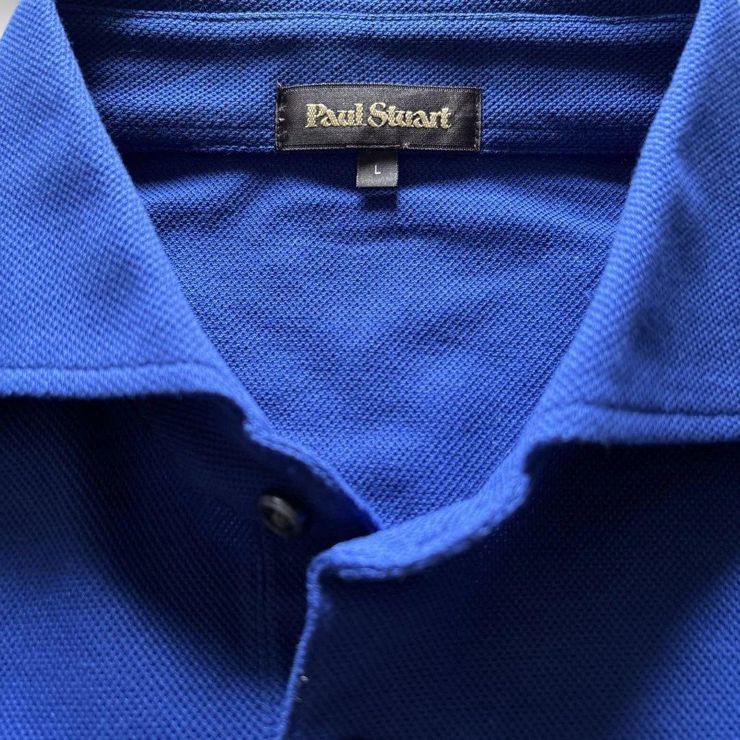 新品★Paul Stuart 鹿の子カッタウェイポロシャツ L ブルー
