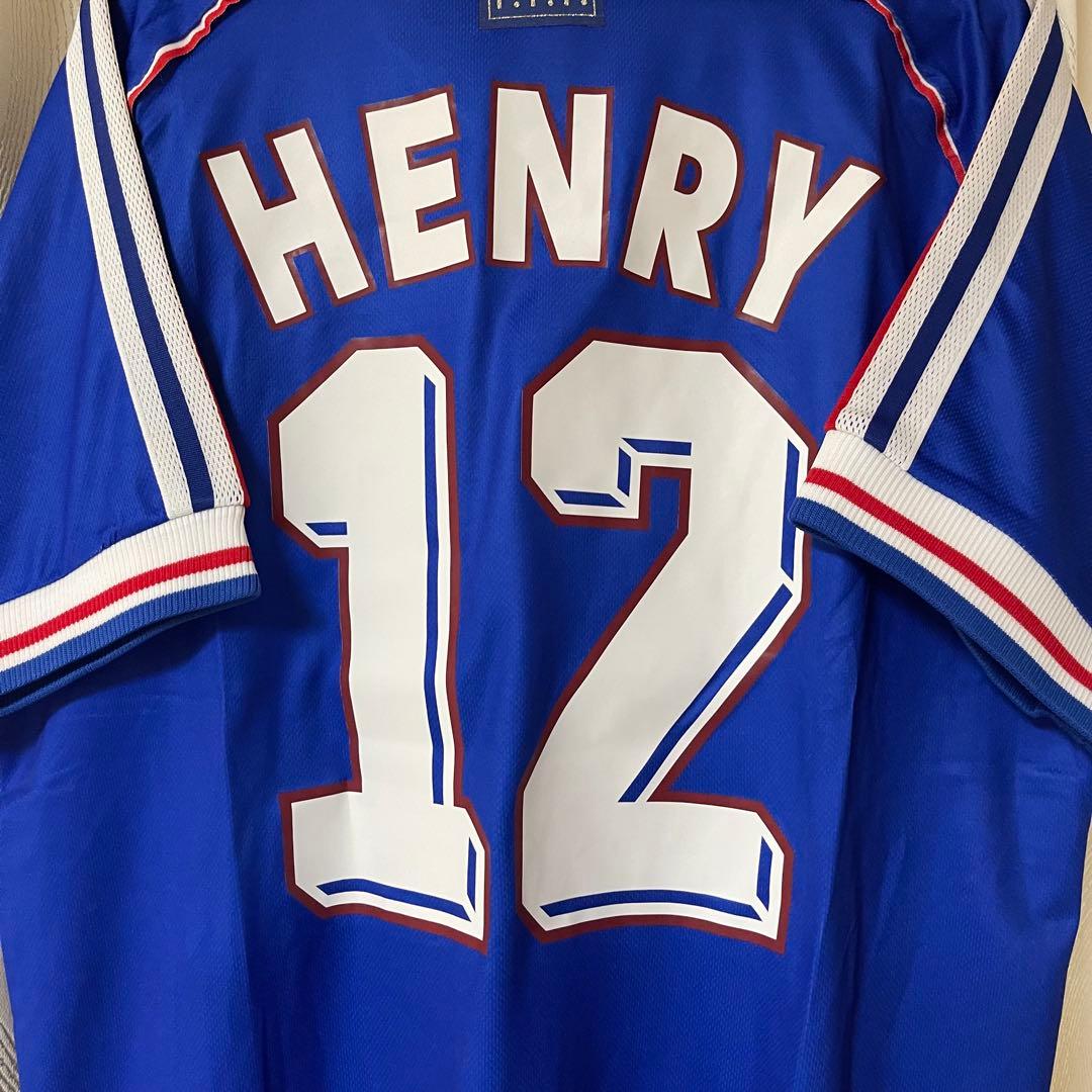 フランス代表1998年アンリホームサッカーユニフォームfootball襟付き