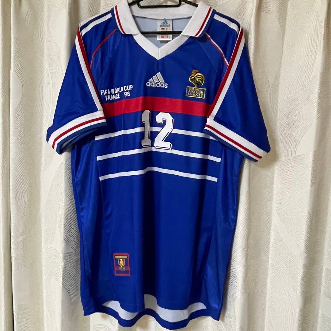 フランス代表1998年アンリホームサッカーユニフォームfootball襟付き