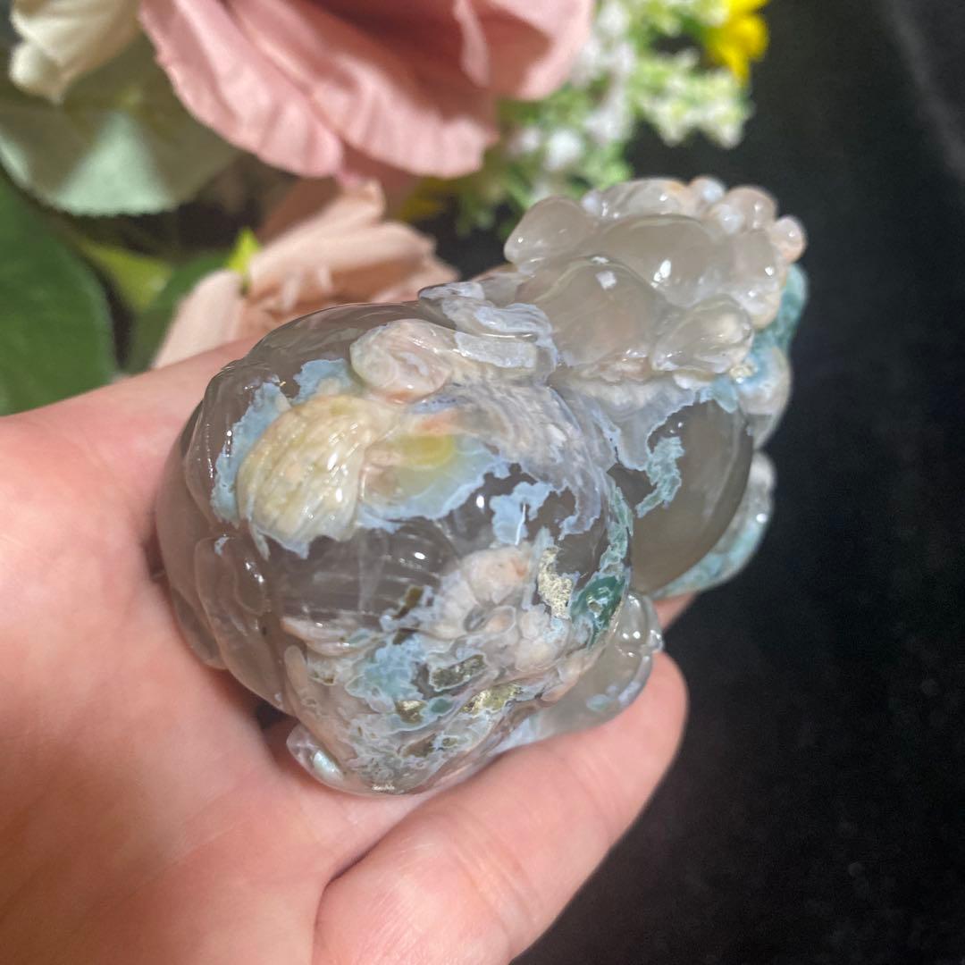 グリーン桜瑪瑙 貔貅
