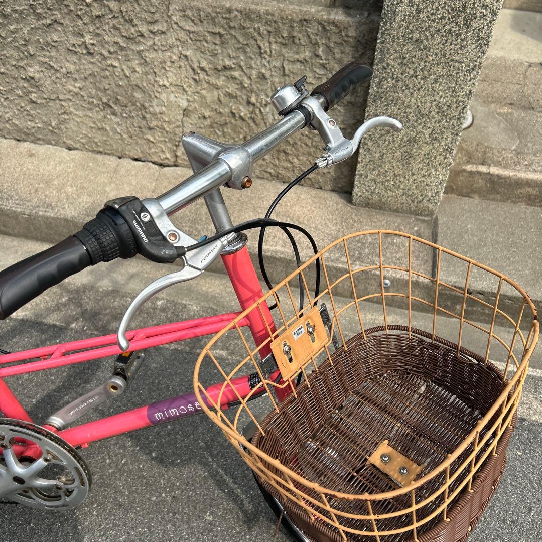 ミニベロ 自転車 バスケット付き　大阪より出品タイヤ前後新品交換済20インチ6段
