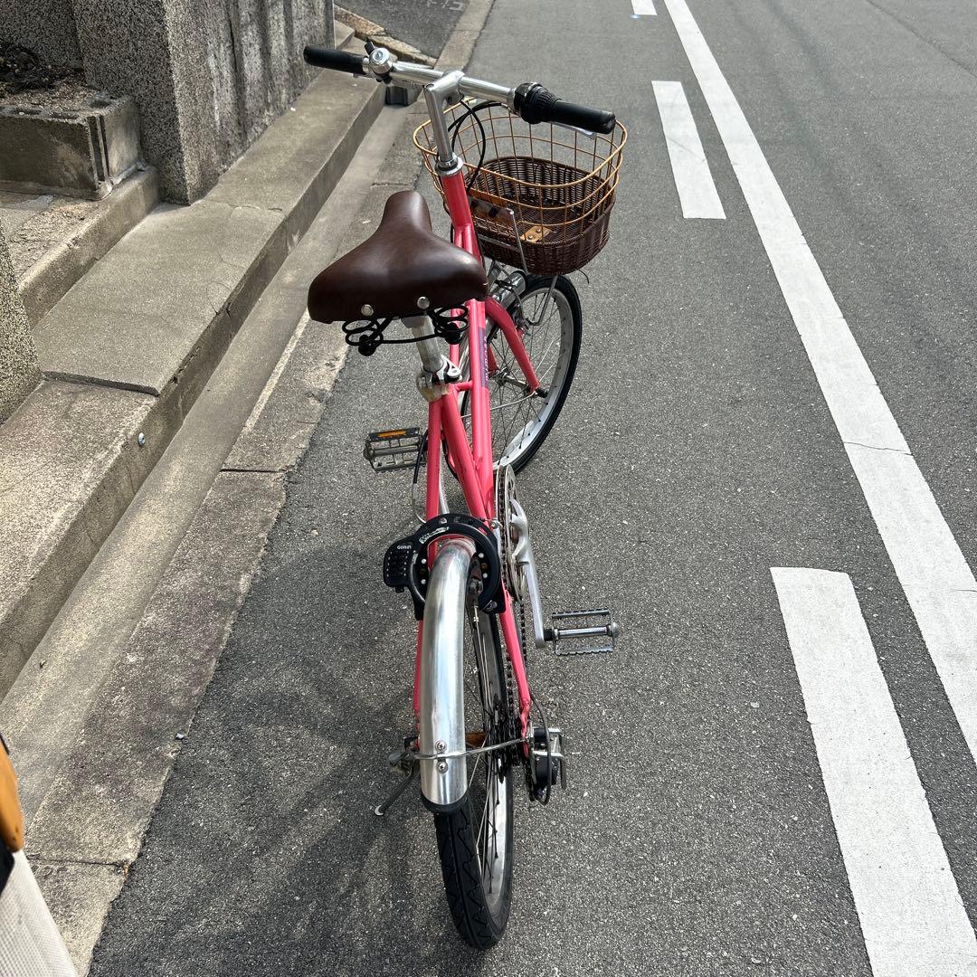 ミニベロ 自転車 バスケット付き　大阪より出品タイヤ前後新品交換済20インチ6段