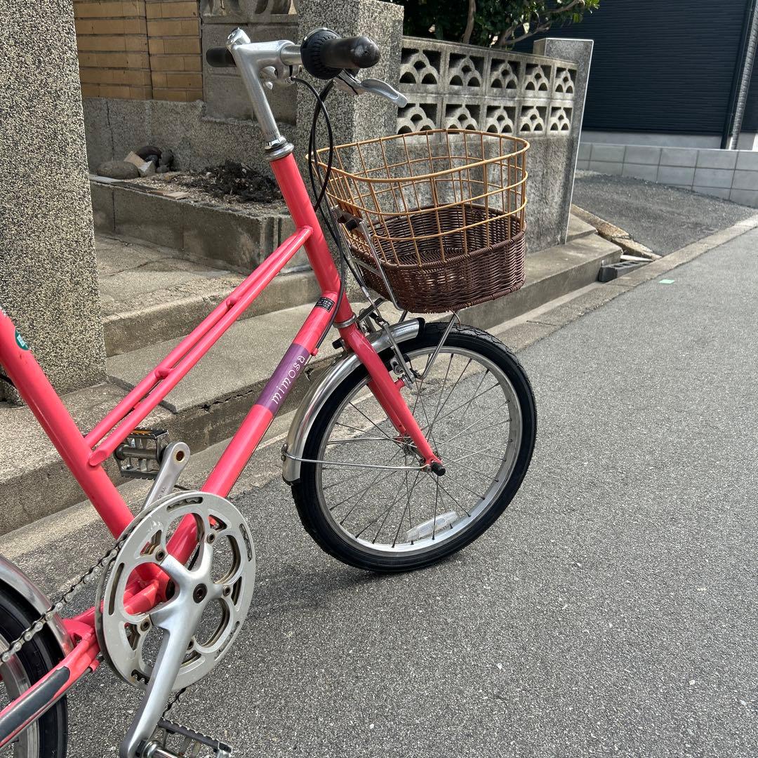 ミニベロ 自転車 バスケット付き　大阪より出品タイヤ前後新品交換済20インチ6段