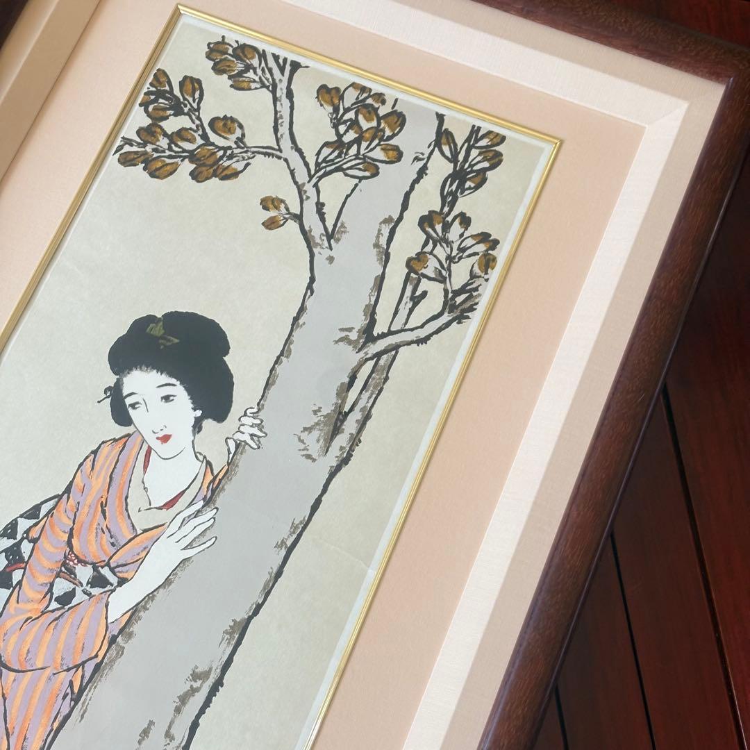 竹久夢二 「春」 リトグラフ 約105cm*50cm 21/300 額装 C