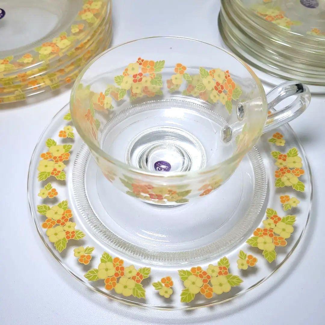 【新品】送料無料 アデリア 昭和レトロ 花柄カップ&ソーサー 中皿 5セット 器