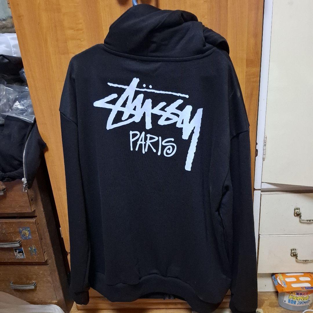 Stussy ブラック フルジップフーディXL