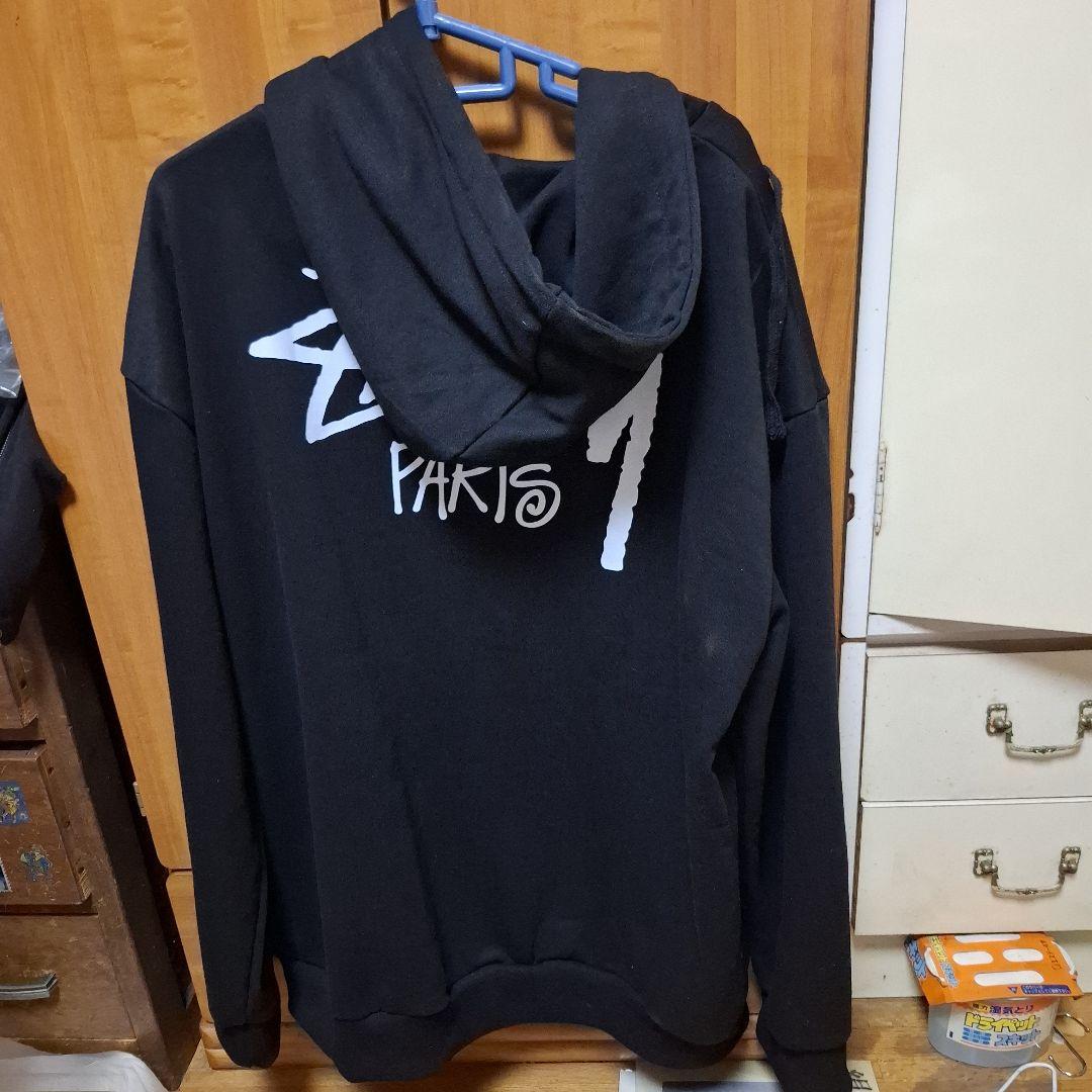 Stussy ブラック フルジップフーディXL