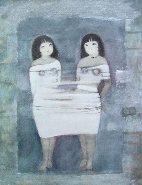 油絵 菅家令子 絵 絵画 インテリア 額付(黒) F6-102023 人物女性像