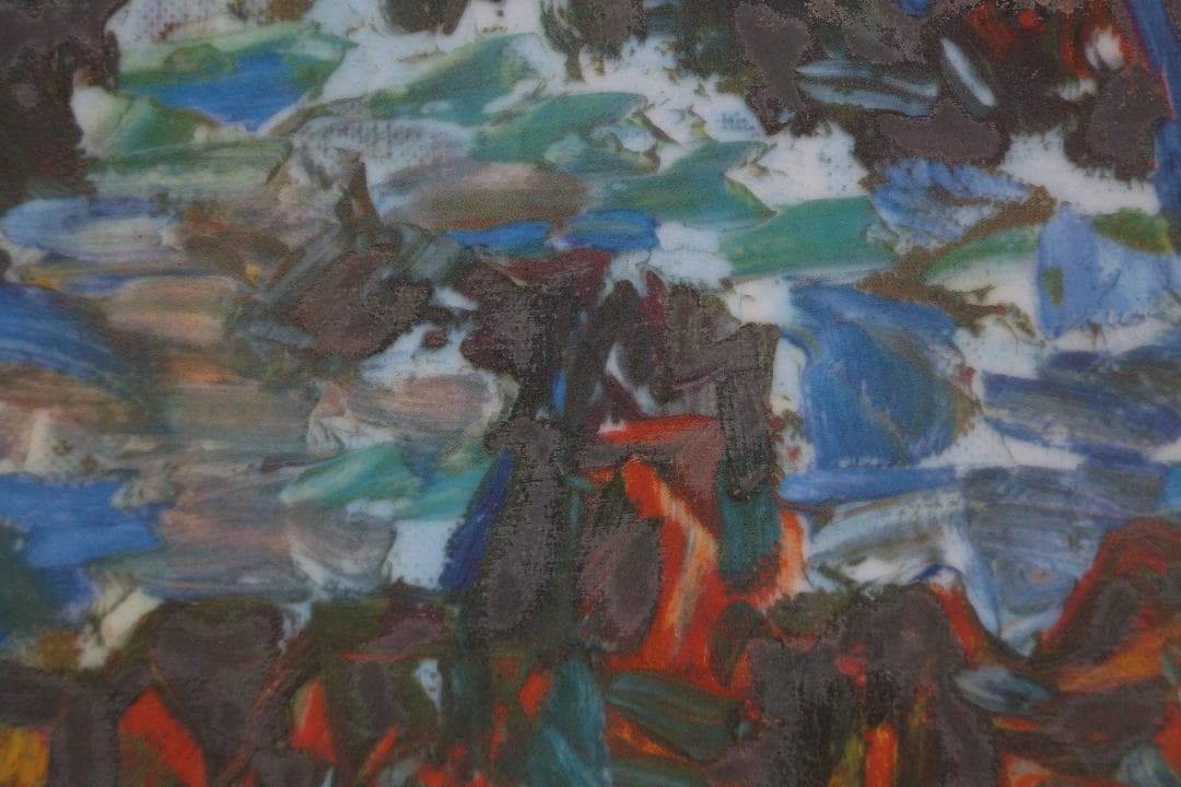 鳴海製陶（NARUMI）洋画家 小林和作『海 荒磯』陶板画 木製額縁付