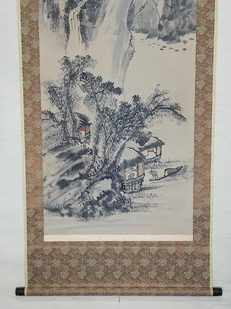 ♥掛軸　吉嗣拝山　山水図　木箱付き　掛け軸　骨董品