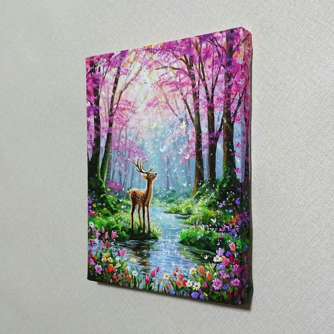 あ*め様 【春色の森】アクリル画 F3 風景画 絵画