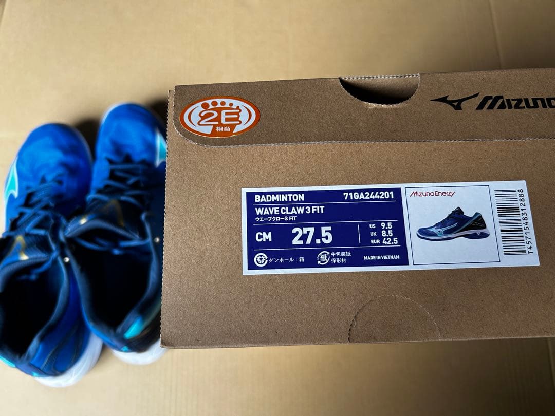 ミズノ Wave Claw 3 Fit バドミントン シューズ 27.5 靴