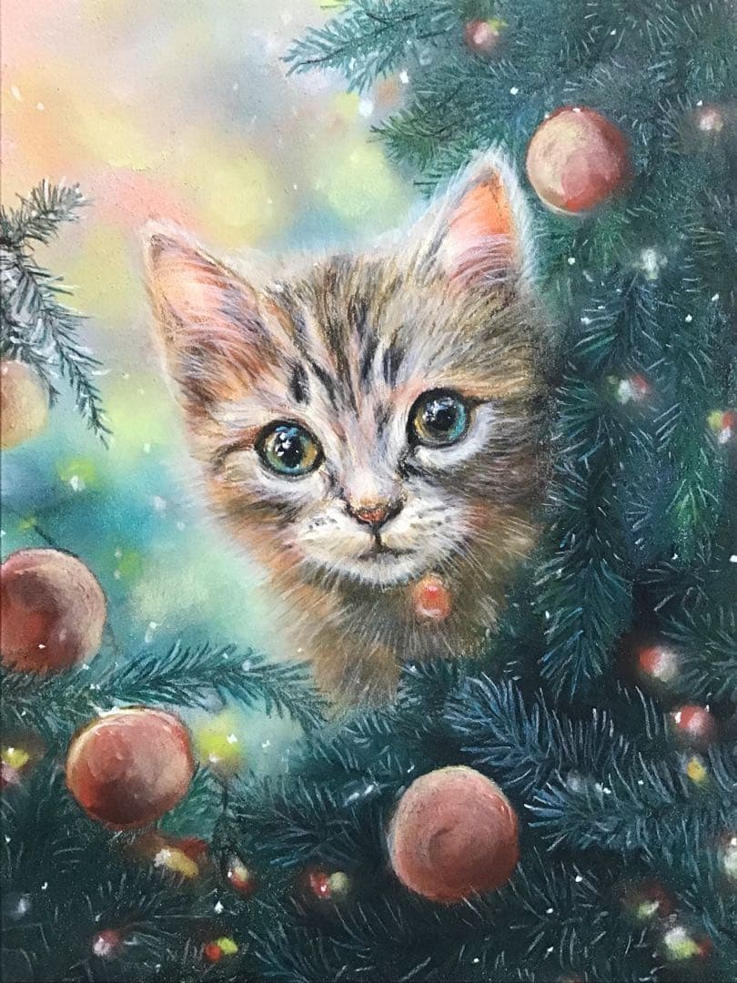 k*n様 モミの木のかくれんぼ　絵画アート原画　パステル画