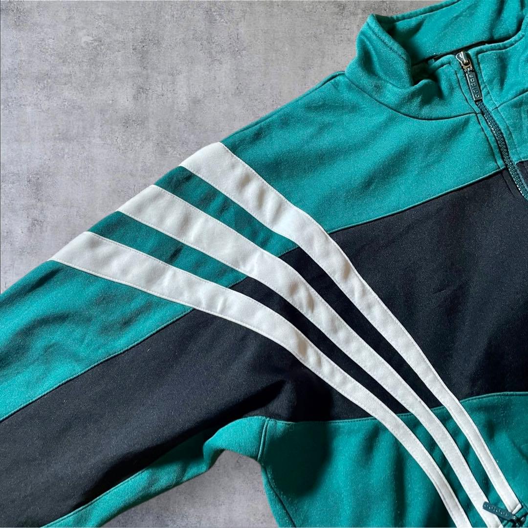 古着 90s adidas トラックジャケット 刺繍ロゴ 緑 Vintage