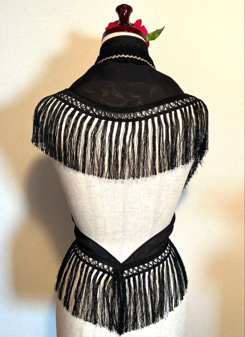 フラメンコ 衣装 ふんわりブラウス ロングシージョ 黒