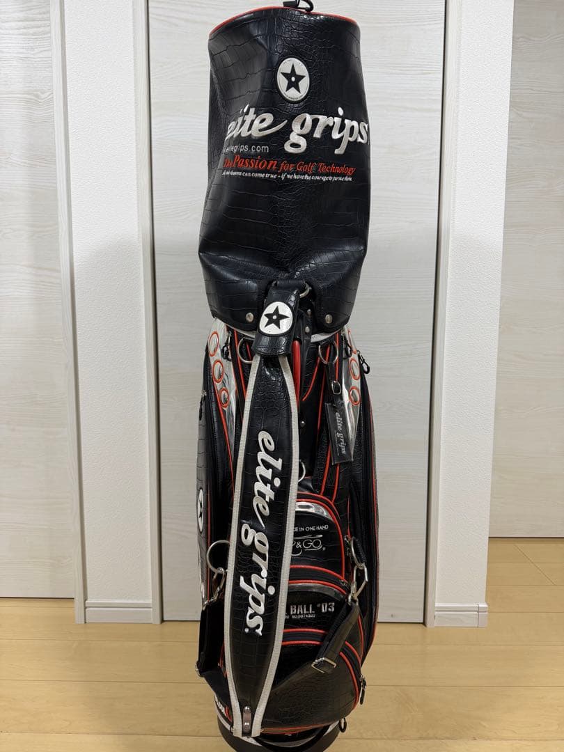 elite grips エリートグリップ キャディバッグ 黒 オレンジ クロコ柄