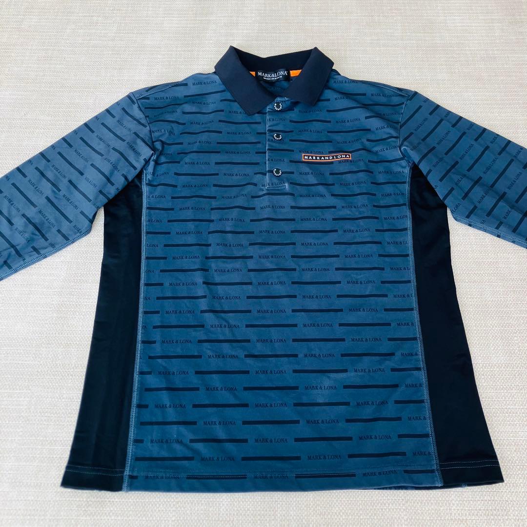 【美品】マークアンドロナ ポロシャツ 長袖 裏起毛 ロゴ メッシュ コード 46