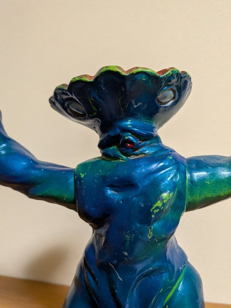 【当時もの】マルサン　ソフビ　バンデル星人　青紺　割れあり　キャプテンウルトラ