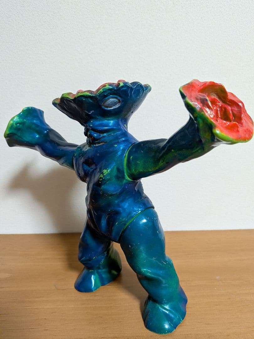 【当時もの】マルサン　ソフビ　バンデル星人　青紺　割れあり　キャプテンウルトラ