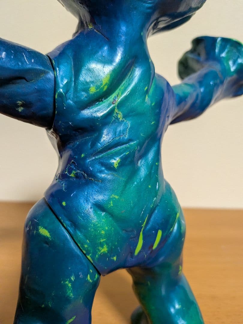 【当時もの】マルサン　ソフビ　バンデル星人　青紺　割れあり　キャプテンウルトラ