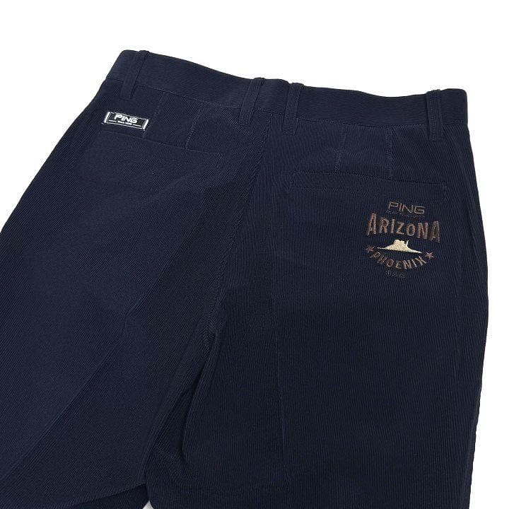 新品 ピン ゴルフ トリコットコーデュロイ ワイドテーパード パンツ 紺 M