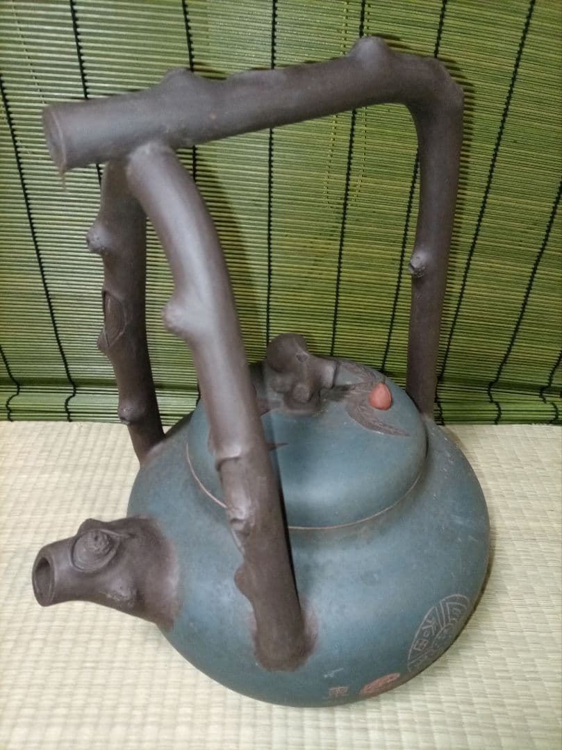 青色の陶器製茶器 紫砂壺しさこ・ズシャフゥ 特大急須