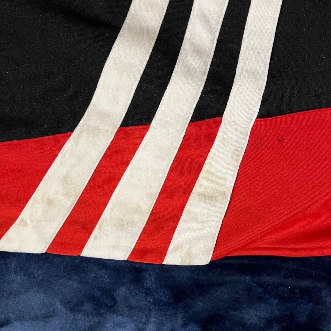 adidas 90s トラックジャケット L相当 赤黒 ワイドシルエット**