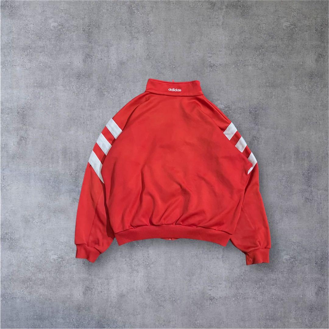adidas 90s トラックジャケット L相当 赤黒 ワイドシルエット**