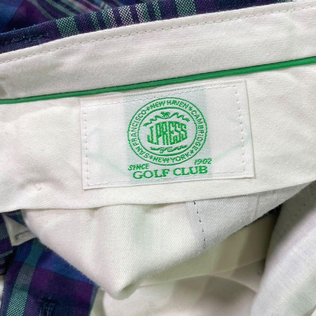 J.PRESS GOLF 2タック ギンガムチェック ワイドシルエットパンツ
