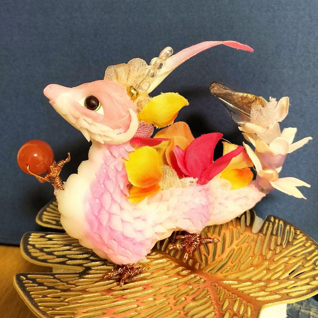 花龍の親子　縁起物 オブジェ　龍の置物