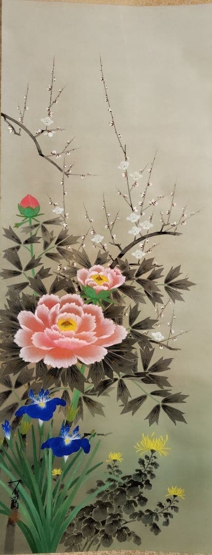 3-10　掛け軸　堤不羈　四季草花