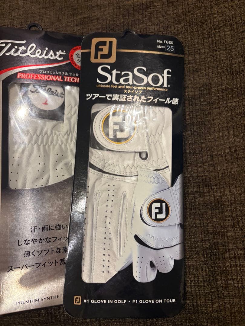 新品 25cm ゴルフグローブ 4枚セット FJ ステイソフ ＆ タイトリスト