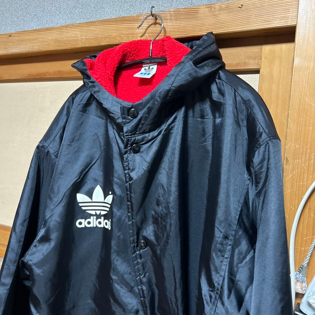 ヴィンテージ 古着 adidas アディダス ベンチコート デサント製　黒　L