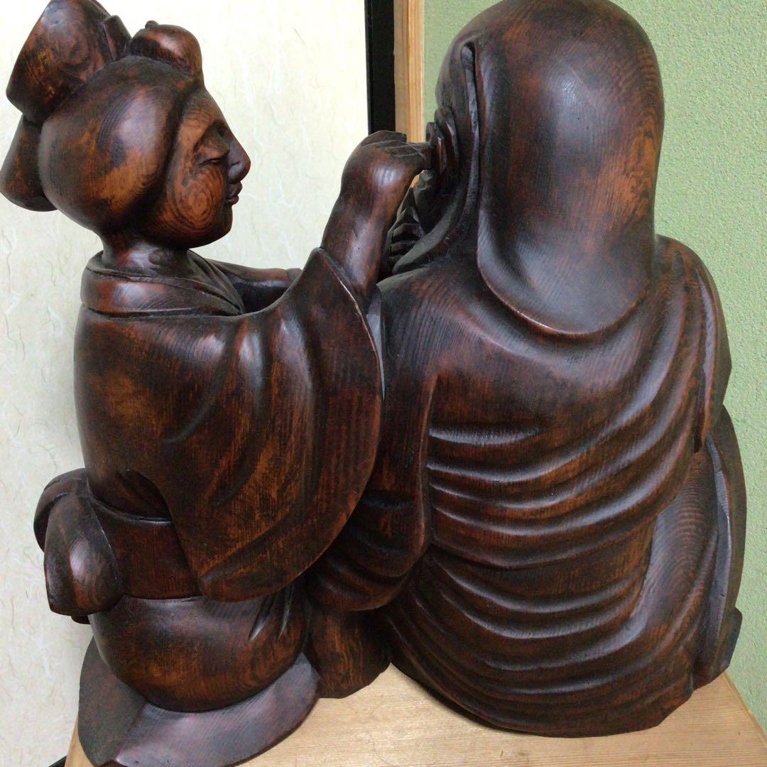 木彫り　骨董　達磨和尚？　大作　インテリア　飾り　珍しい　アンティーク　レトロ