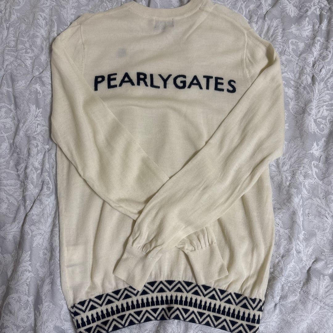 PEARLY GATES アイボリー 薄手ニット セーター ウール100％