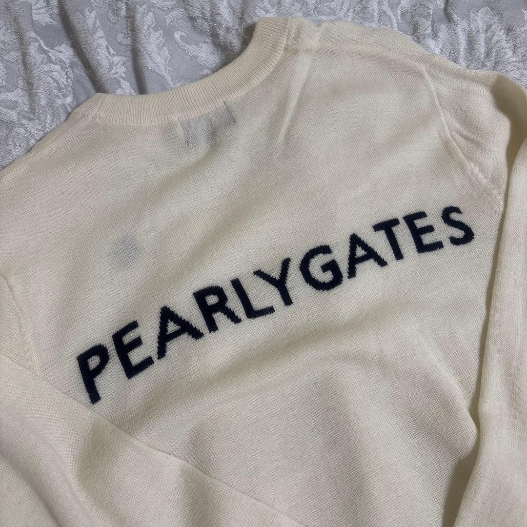 PEARLY GATES アイボリー 薄手ニット セーター ウール100％