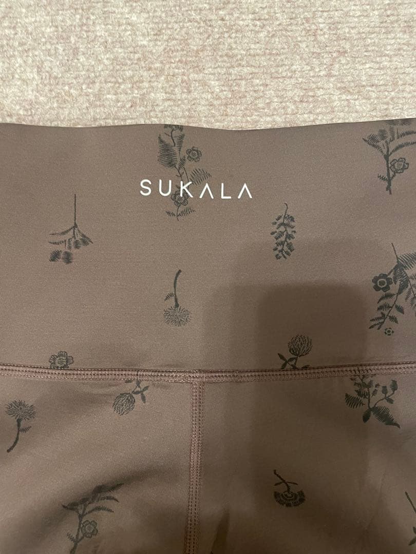SUKALA】フラワーブーケレギンス ブラウン Sサイズ
