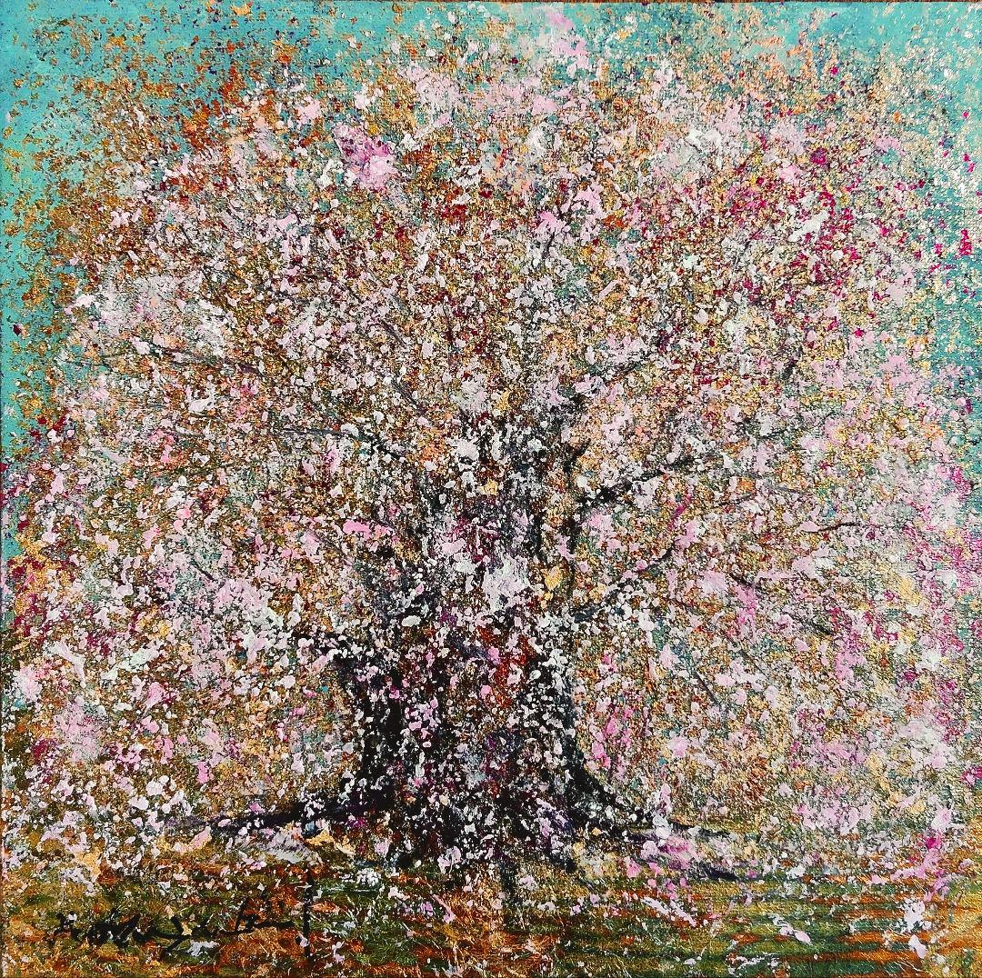 油絵混合技法 金春爛漫 洋画家　池畠 史幸　新作真筆画