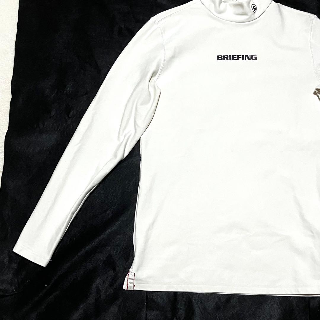 BRIEFING GOLF 長袖モックネックシャツ M ホワイト ストレッチ